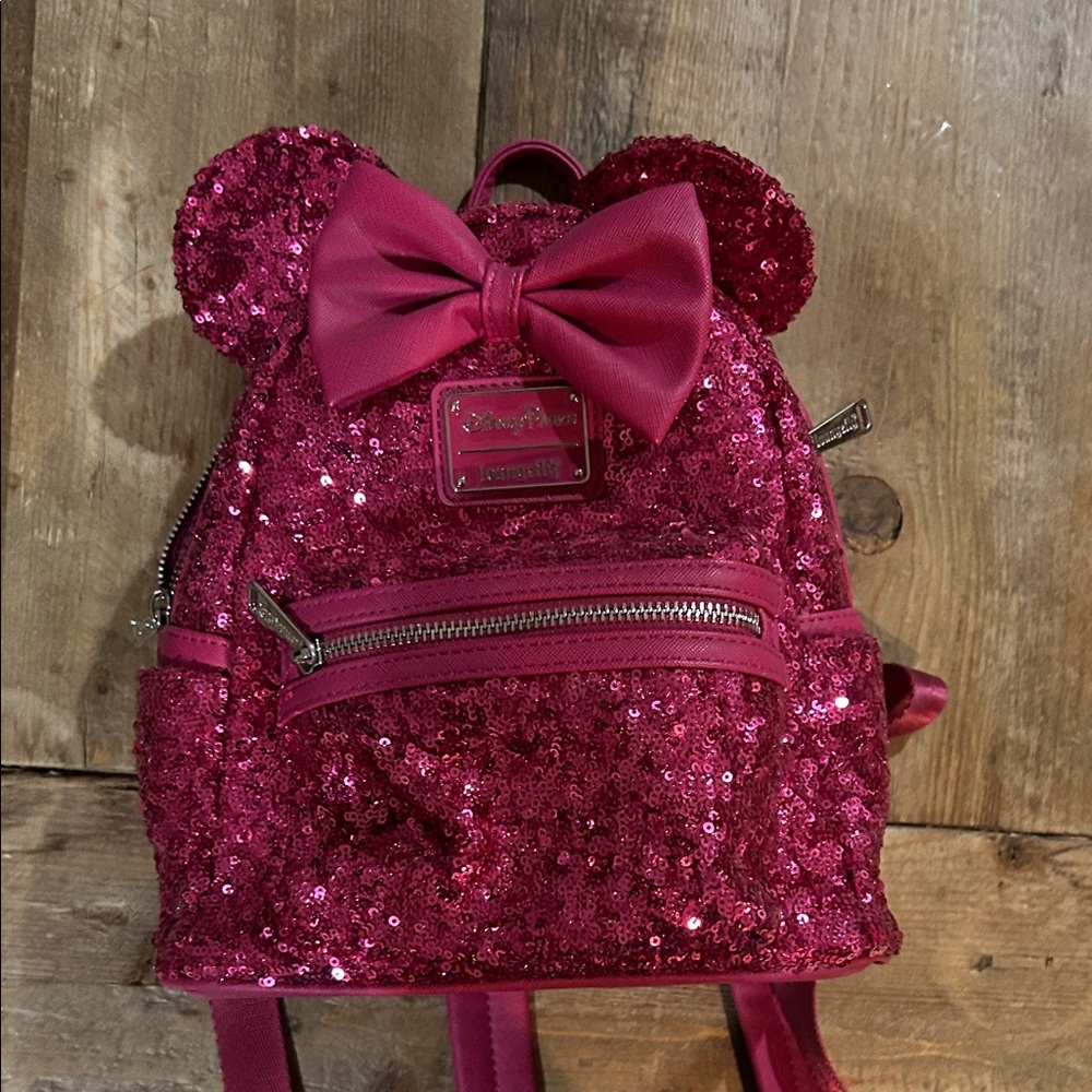 Sequin Pink disney park lounge fly Backpack